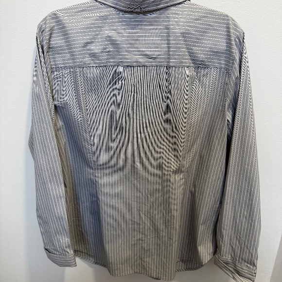 Gray Button Up with White Pinstripe - Picture 3 of 3
